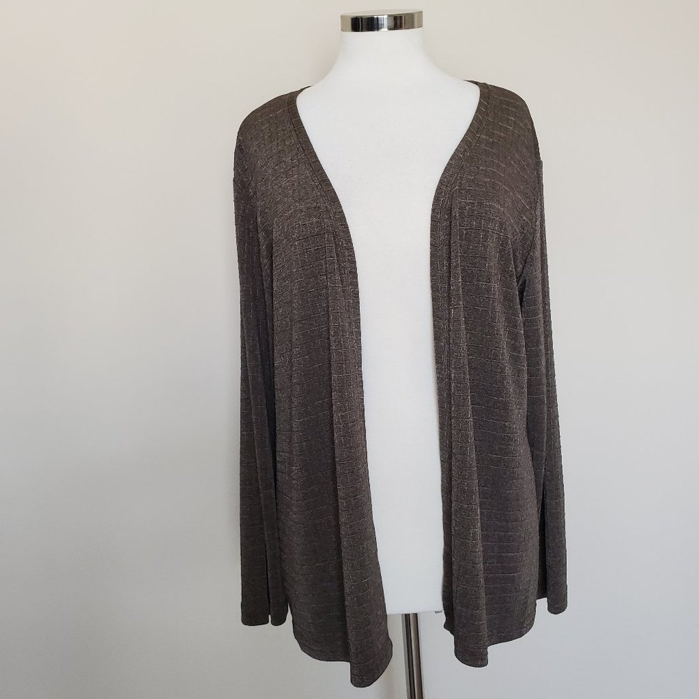 Chico's Size 2 Large Brown Bronze Gold Cardigan
